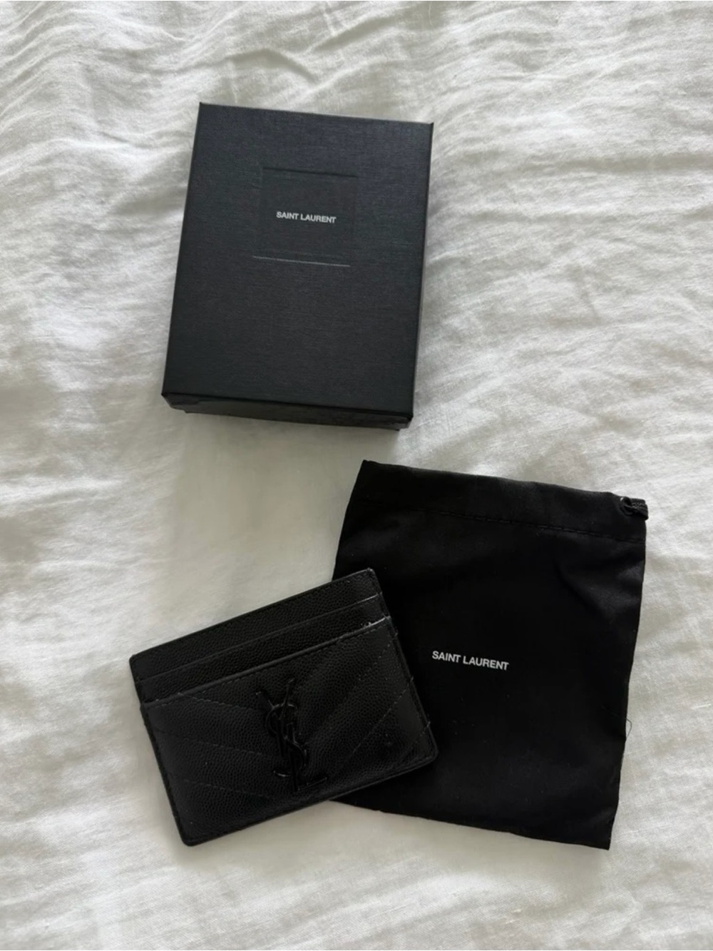 YSL Monogram Card Case in Grained Leather